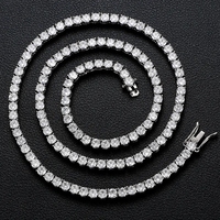 Bijoux de mode Chaîne de tennis en diamant glacé Collier de chaîne de tennis en argent sterling 925 VVS Moissanite