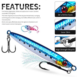 Leurre de pêche en métal 3D à pompage rapide, 14g-100g, 9 tailles, <span class=keywords><strong>pour</strong></span> <span class=keywords><strong>la</strong></span> pêche en bateau, leurre à maquereau tombant, crochet à longue portée, JIG à descente rapide, appât <span class=keywords><strong>pour</strong></span> poissons en plomb - Product Image 3