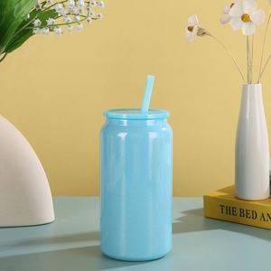 In Stock 16oz Sublimation Cylindrical 304 201 Stainless Steel Insulated Vacuum <b>Cup</b> with Colorful Lid Plastic <b>Straw</b> - Product Image 2