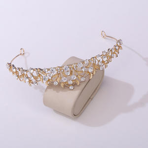 Nuevo barato brillante diamante gema Rhinestone hoja Tiara Boda nupcial corona para accesorios <span class=keywords><strong>de</strong></span> vestir - Product Image 2