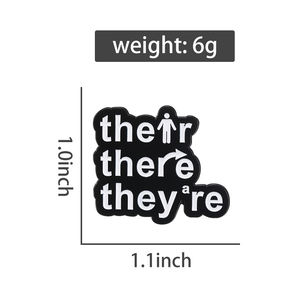 Broches de esmalte de broma De gramática divertida pronombres personales su allí están broche insignia de solapa regalo de joyería para amigos - Product Image 6