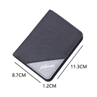 Dompet Pendek Kanvas Anti-RFID Multi-Kartu, Bukaan Terbuka, Lapisan Katun, Portabel, Serbaguna