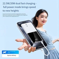 Chargeur portable avec écran LED, charge rapide 22,5 W, batterie externe avec câble intégré