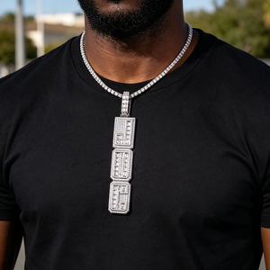 Collar con colgante de nombre vertical estilo Hip Hop, de latón, con incrustaciones de circonitas cúbicas 5A tipo baguette, brillante y personalizado, joyería de moda. - Product Image 3