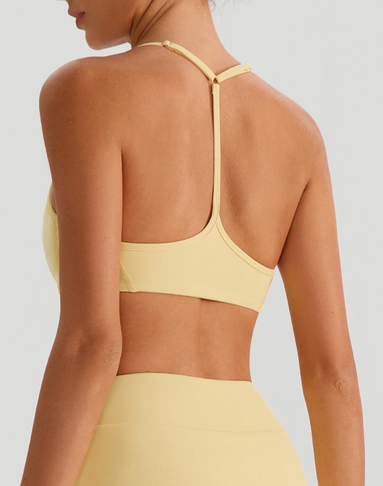Beauty Back Solid Nude Feeling Medium Support Breathable Active Shockproof Training Gym Yoga Fitness Women Running Sports Bra