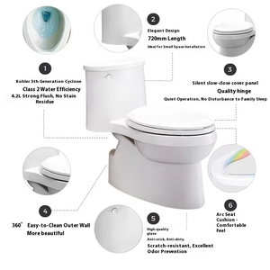 Para Kohler <span class=keywords><strong>Adele</strong></span>, sifón, inodoro unido, cinco ciclones, cubierta lenta, cerámica moderna,/4983 para baños, Control remoto - Product Image 3