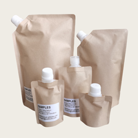 Pochettes souples biodégradables et recyclables en papier kraft de 500 ml et 1000 ml avec bec verseur pour emballage de liquides (shampoing, soins de la peau, parfums, huiles essentielles)