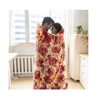 Digitaldruck decke heiß rund Polyester Pizza Coral Flanell decken weiche Burrito-Klimaanlage Bedruckte Decke