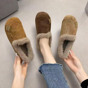 <span class=keywords><strong>Zapatos</strong></span> Casuales de Mujer con Lazo en la Parte Superior de Gamuza, Forrados de Felpa Cálida para Otoño e Invierno, con Suela de PVC Peluda, Estilo Coreano, Sin Cordones - Product Image 4