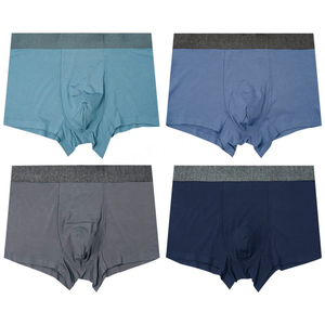 Ropa interior de algodón para hombre, gran oferta del fabricante 2024, Calzoncillos Bóxer sexis de Color sólido, transpirables y con estampado de logotipo personalizado - Product Image 1