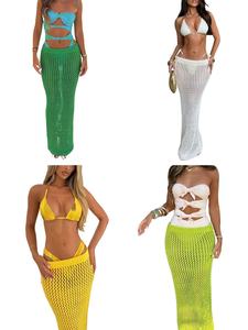 Nouvelle jupe mi-longue à motif de vacances d'été à la plage, robe élégante à devant ouvert <span class=keywords><strong>en</strong></span> tricot moulante - Product Image 1