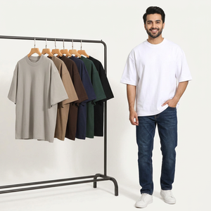 Camiseta de algodón con cuello redondo informal transpirable sólida de gran tamaño personalizada DGT de lujo para hombres - Product Image 1