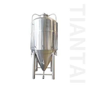 Cuve de fermentation conique en acier inoxydable de 2000L (20HL) pour bière, refroidie au glycol, contrôlée par PLC, avec trappe de remplissage par pompe pour alcool - Product Image 1