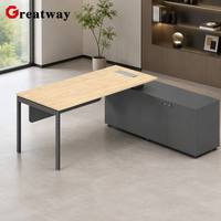Scrivania Direzionale Moderna con Mobile Laterale, Tavolo in Legno per Manager, Arredamento per Ufficio Commerciale