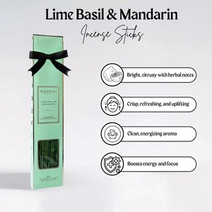 Combo de incienso de Mandarina de albahaca Lima, soporte de lámpara de Perfume de madera, paquete de 2, juego de regalo aromático de temporada de otoño para hogares con ámbar gris - Product Image 2