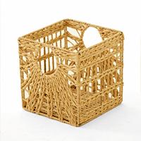 Panier de rangement tressé en jacinthe d'eau personnalisé, portable, pour vêtements et collations, style tendance, grande taille