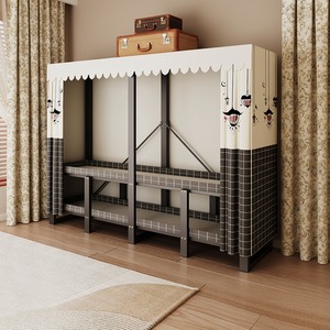 Armoire de chambre à coucher moderne avec cadre en métal pliable, portes coulissantes, design durable, grande capacité de rangement, montage facile, adaptée à la location - Product Image 4