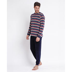 ADMAS MAGNIFIC Pijama de rayas de terciopelo para hombre con mangas largas Ropa de dormir cómoda - Product Image 2