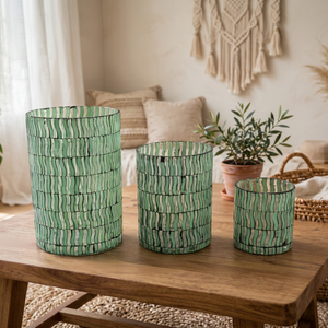 Porte-bougie en verre bleu ciel avec mosaïque argentée, fait main, résistant à la chaleur, décoratif, pour la décoration de Noël à la maison - Product Image 1