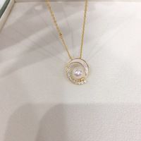 Collier de perles d'eau douce naturelles artisanales délicates, pendentif en coquillages marins naturels, perles Fritillaria, étoile et lune, vente en gros