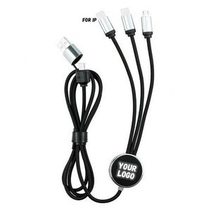 Promotional Gift Custom Glow LOGO Charging <b>Cable</b> LED Light up Multi Ports Phone <b>USB</b> <b>3</b> in 1 LED Charging <b>Cable</b> - Product Image 6