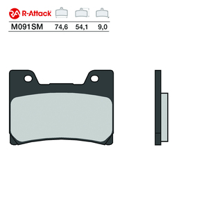 Plaquettes de frein moto R-Attack M091SM avant en cuivre fritté 74.6x54.1x9.0mm homologuées R90 - Product Image 1