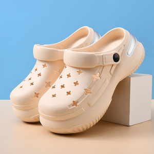 Women's Summer Thick-Soled Crocs White EVA Breathable Non-Slip <b>Clogs</b> With Star Design For Outdoor Wear - Product Image 2