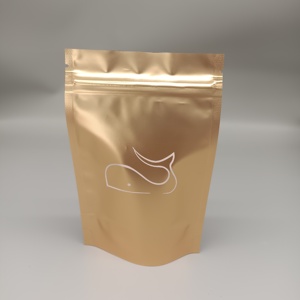 Pochette dorée avec impression Sac zip-lock en plastique aluminium avec fente <span class=keywords><strong>Euro</strong></span> Pochettes debout en mylar métallique doré - Product Image 1