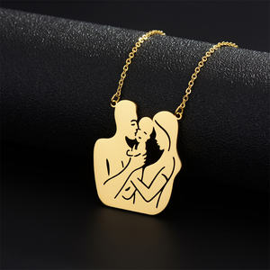 Ciondolo famiglia personalizzato collana in acciaio inossidabile Color oro placcato una famiglia di <span class=keywords><strong>tre</strong></span> pendenti genitore-figlio per <span class=keywords><strong>madri</strong></span> - Product Image 2