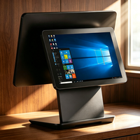Terminal de point de vente (PDV) silencieux sans ventilateur, 15,6 pouces, en aluminium noir, vente en gros d'usine, OEM, ODM, micrologiciel personnalisé, haute luminosité, matériel PDV
