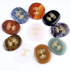 Ensemble de cristaux Reiki faits à la main pour guérir les pierres de palmier chakra sculptées symboles gravés Feng Shui arbre de vie semi-précieux - Product Image 5
