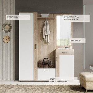 Mueble de Almacenamiento de Gran Capacidad <span class=keywords><strong>para</strong></span> la Entrada con Cajones, Perchero, Espejo, Organizador de Pasillo <span class=keywords><strong>para</strong></span> Almacenamiento del Hogar - Product Image 3