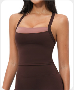 Nuevo sujetador deportivo ligero y transpirable para mujer, con sensación de segunda piel, para yoga, elástico en cuatro direcciones, con espalda cruzada y bloques de color. - Product Image 5