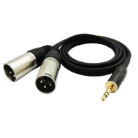 Kabel Speaker Audio 3.5mm ke 2 XLR Male, Kabel Aux 2 XLR Male ke 3.5 Male untuk Ponsel ke Mixer Amplifier Y Splitter