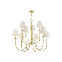 Nouvelle maison de luxe en laiton 8 bras finition or multi-lumière pendentif grand luxe classique haut plafond lustre avec abat-jour