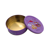 Boîte en fer blanc ronde vide, personnalisable avec logo/design graphique OEM, pour dattes, biscuits, gâteaux, vente en gros, contenant cadeau