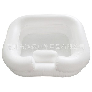 PVC Air Blown Shampoo <b>Basin</b> 50x50cm Portable With Water Delivery Bag White Irregular Shape Swimming Supplies - Product Image 4