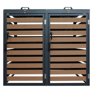 Práctico al aire libre personalizado efectos de madera cubo de <span class=keywords><strong>basura</strong></span> gabinete acero KD estructura 2 puertas cubo de <span class=keywords><strong>basura</strong></span> caja de cubierta - Product Image 5