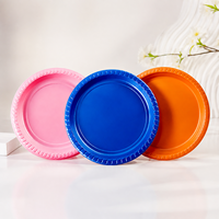 Piring Bulat Plastik PS Tebal Sekali Pakai Grosir 5 10 Inch untuk Kue, Salad, Kacang, Sajian Pesta, Katering
