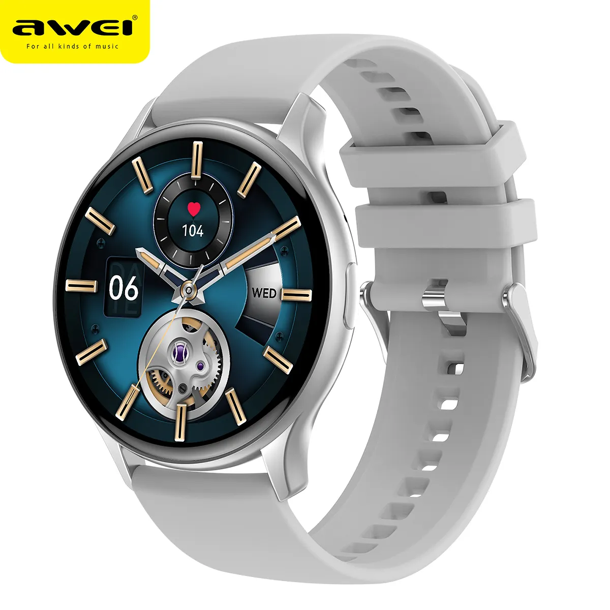 Ip68 Awei Fashion Smart Watches Amoled Magnetic Charging Ip68 Waterproof Bt5.0 Call Blood Oxygen/Pressure Fitness Tracker Smartwatch