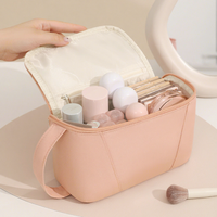 Pochette cosmétique personnalisée avec logo, en polyester, imperméable, avec fermeture éclair, pour le voyage, le rangement des produits de soin de la peau, les articles de beauté, les articles de toilette, le maquillage