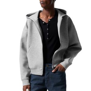 Sweat-shirts pour hommes en coton de haute qualité, personnalisés, avec fermeture éclair bidirectionnelle sur le devant, épaules tombantes, coupe ample, 500 g/m², tissu French Terry, coupe épurée - Product Image 2