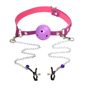 Pinzas Eróticas 2 en 1 para Pechos y Tapón Bucal Hueco para Goteo, Juguetes Sexuales para Adultos, Aturdidor Bucal, Herramientas de Coqueteo BDSM - Product Image 2