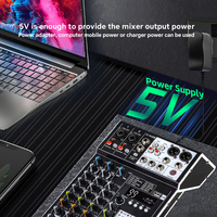 Console de mixage audio professionnelle portable 4/6/8/10 canaux pour spectacle scénique et conférence, avec alimentation fantôme, USB, Bluetooth et DSP de réverbération