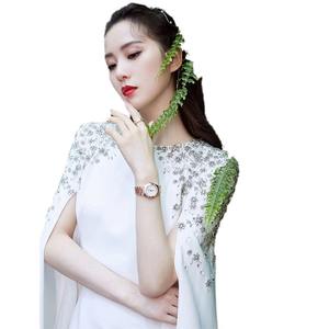 Nuovi <span class=keywords><strong>abiti</strong></span> da sera in raso a sirena bianca con maniche a mantello con perline eleganti <span class=keywords><strong>abiti</strong></span> da teatro da donna - Product Image 5