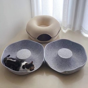 批发定制奢华创意硬毡甜甜圈宠物洞猫玩睡眠，猫窝圆隧道宠物猫洞 - Product Image 5