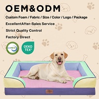 Lit pour chien personnalisé, solide et élégant, imperméable, en velours cristal, mousse orthopédique, housse amovible, canapé pour animaux de compagnie, OEM ODM, vente en gros