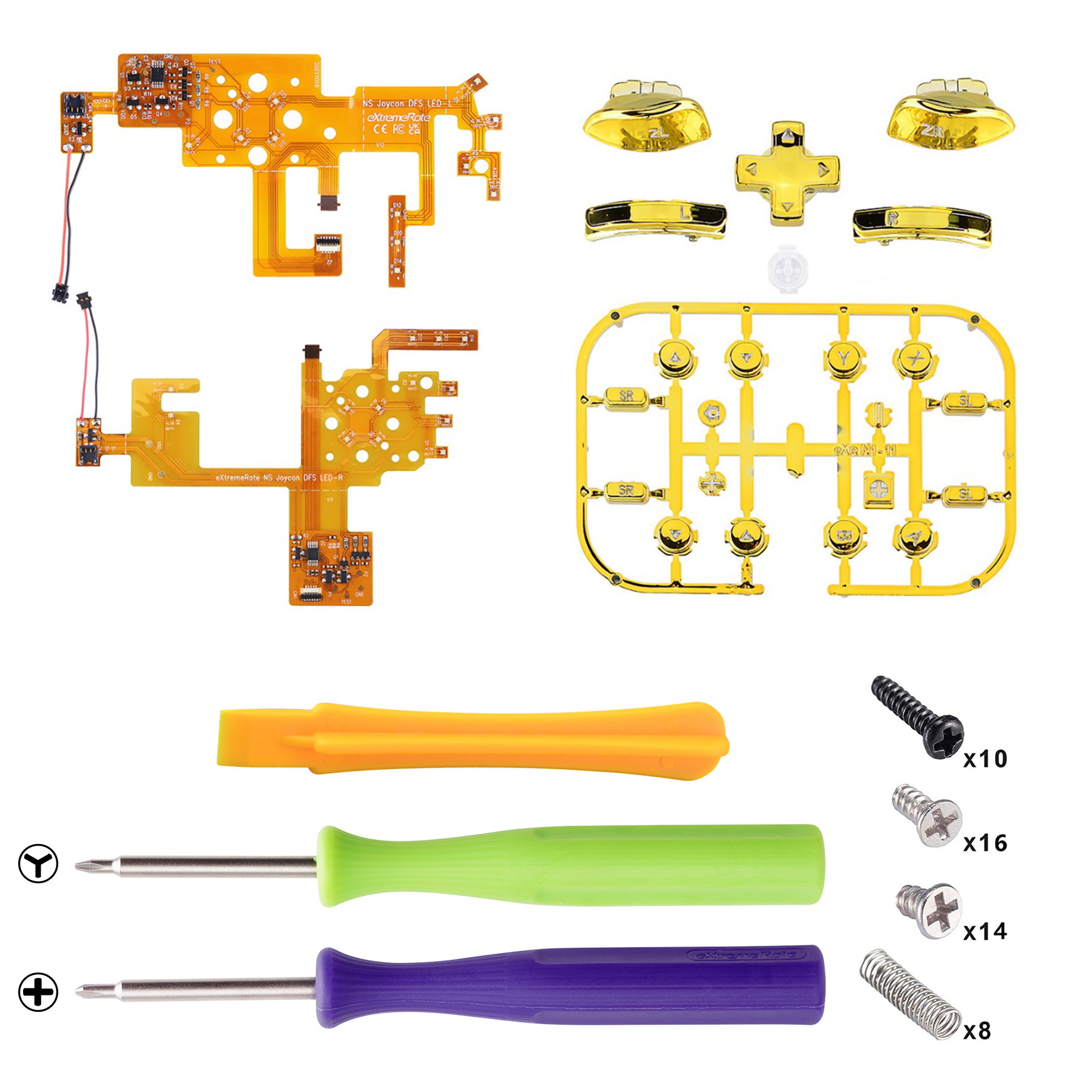 Kit LED DFS avec boutons chromés dorés NSLED016G2