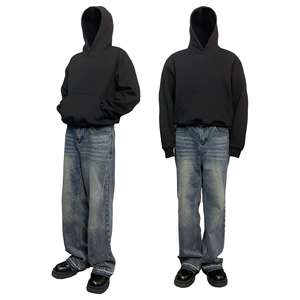 H5455 Proveedor de Ropa al por mayor de encargo del color sólido 360 Gsm mezclas de algodón Boxy sudaderas con capucha de gran tamaño sudaderas con capucha de los hombres - Product Image 6