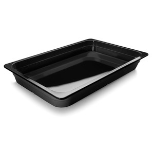 Contenitore per alimenti in melamina nera da 1 litro, piatto rettangolare per uso in cucina - Product Image 1